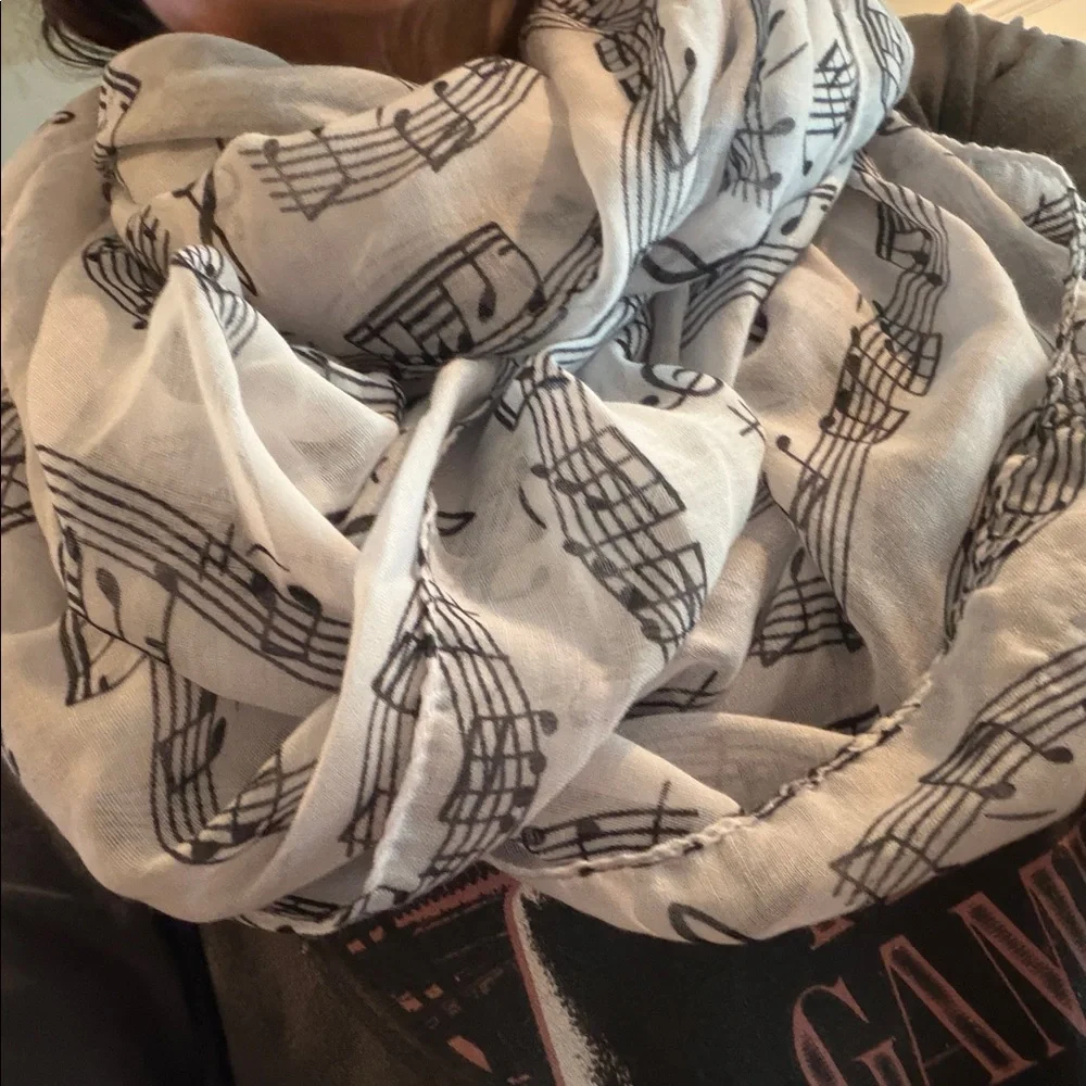 Musical Note Patterned Infinity Scarf - Picture 1 of 5